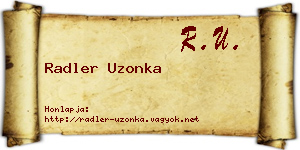 Radler Uzonka névjegykártya